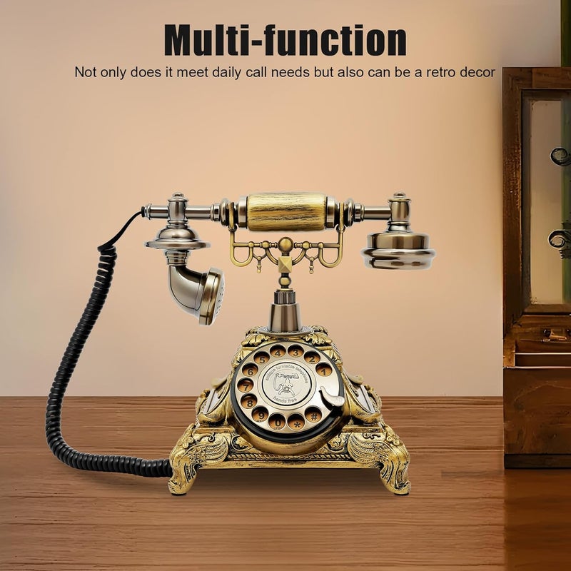 APOUDM Antique Telephone Vintage Rotary Dial Telephone Phone European Style Old Fashioned Rotary Dial Phone Creative Retro Telephones European Rotary Dialing Telephone Decoration - Image 2
